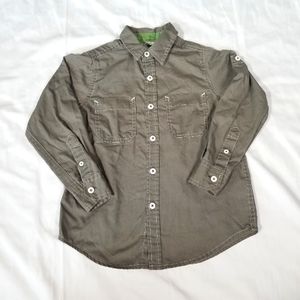 Drill Clothing Co Boys Division DCBD Long Sleeve Button Down Gray Shirt Size 4